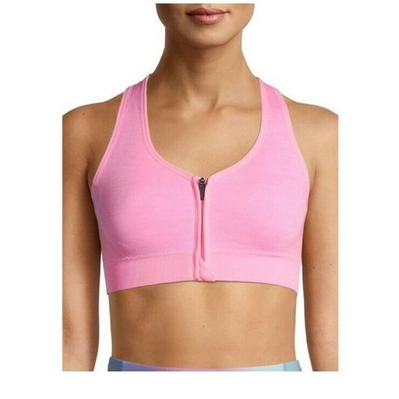 Avia Other - Avia Activewear Pink Truffle Space Dye Zip Front Sports Bra Medium Support S